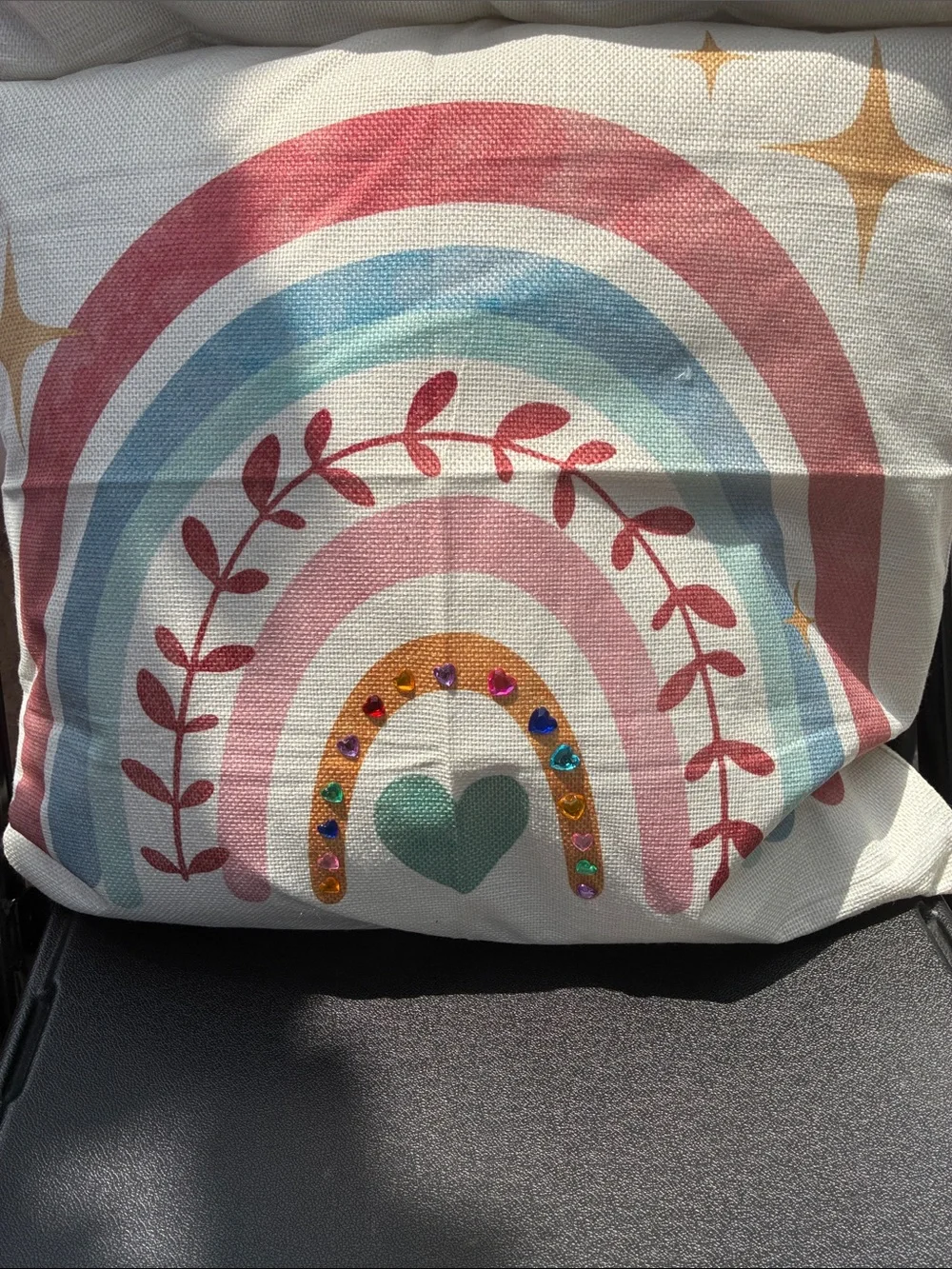 Beaded Rainbow Decorative 2pc Throw Pillow Pair - Cream, Coral, Teal
